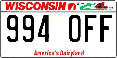 WI license plate 994OFF