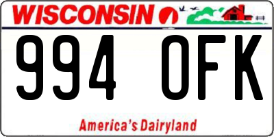 WI license plate 994OFK