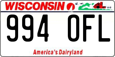 WI license plate 994OFL