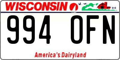 WI license plate 994OFN