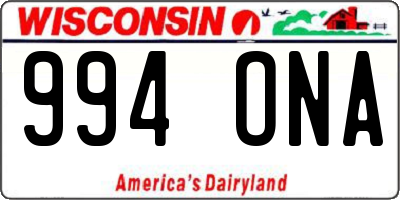 WI license plate 994ONA