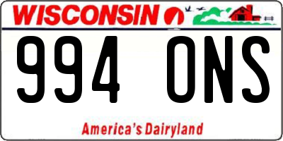 WI license plate 994ONS