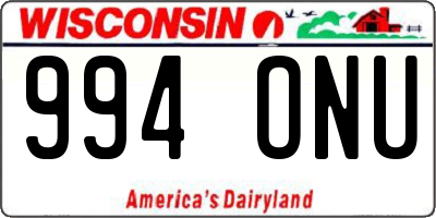 WI license plate 994ONU