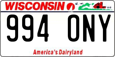WI license plate 994ONY