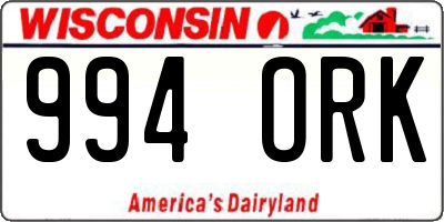WI license plate 994ORK