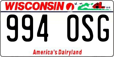 WI license plate 994OSG