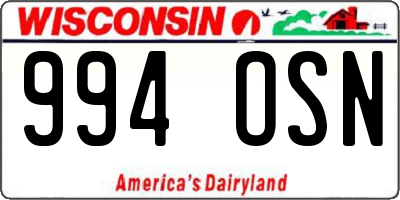 WI license plate 994OSN