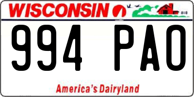 WI license plate 994PAO