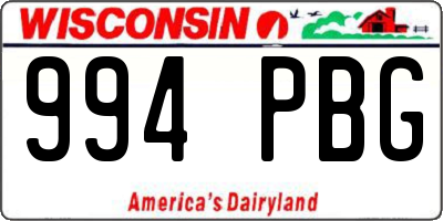 WI license plate 994PBG