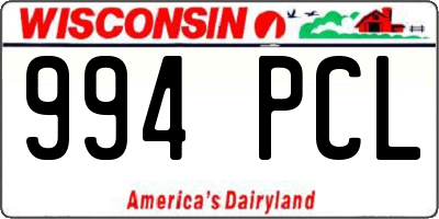 WI license plate 994PCL