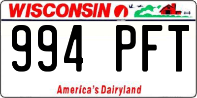 WI license plate 994PFT