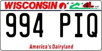 WI license plate 994PIQ