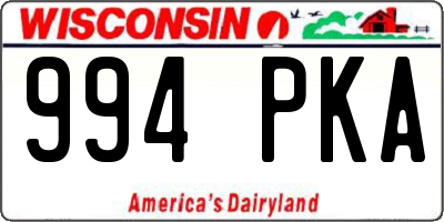 WI license plate 994PKA