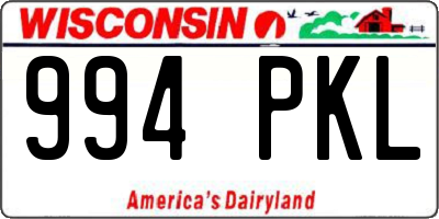 WI license plate 994PKL