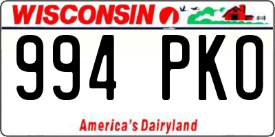 WI license plate 994PKO