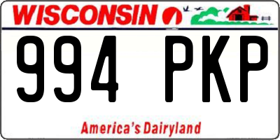 WI license plate 994PKP