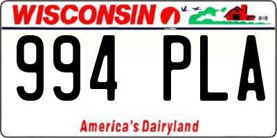WI license plate 994PLA
