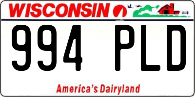 WI license plate 994PLD