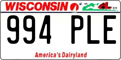 WI license plate 994PLE