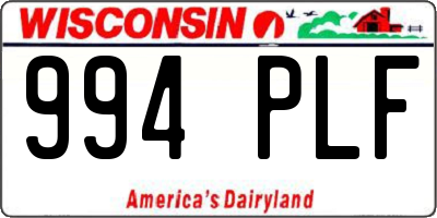 WI license plate 994PLF