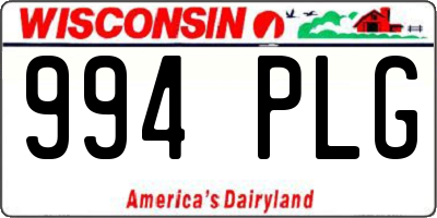 WI license plate 994PLG