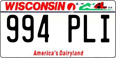 WI license plate 994PLI