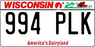 WI license plate 994PLK
