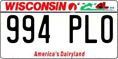 WI license plate 994PLO