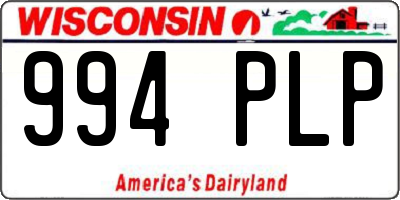 WI license plate 994PLP