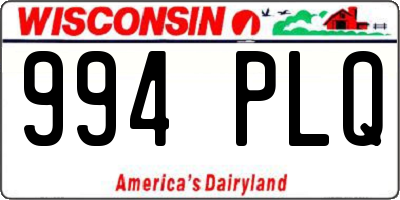 WI license plate 994PLQ