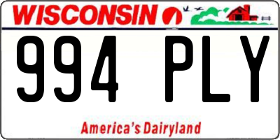 WI license plate 994PLY