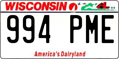 WI license plate 994PME