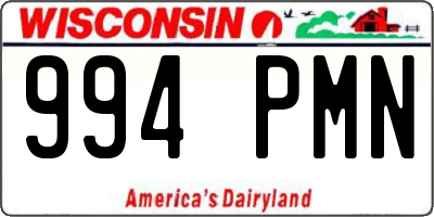 WI license plate 994PMN