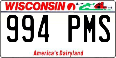 WI license plate 994PMS