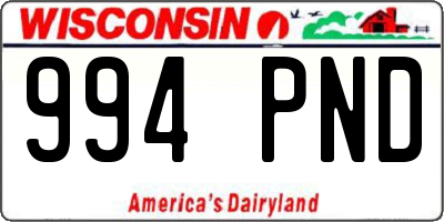 WI license plate 994PND