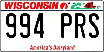 WI license plate 994PRS