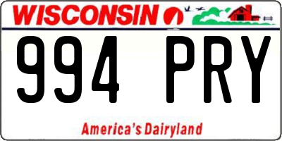 WI license plate 994PRY