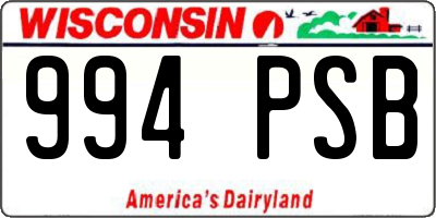 WI license plate 994PSB
