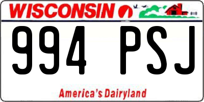 WI license plate 994PSJ