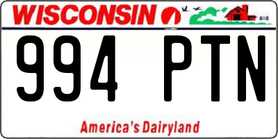 WI license plate 994PTN