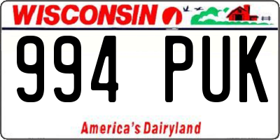 WI license plate 994PUK