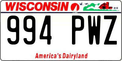 WI license plate 994PWZ