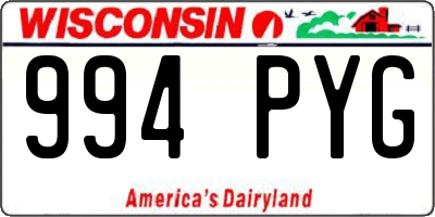 WI license plate 994PYG