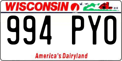 WI license plate 994PYO