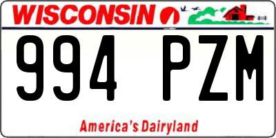 WI license plate 994PZM
