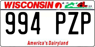WI license plate 994PZP