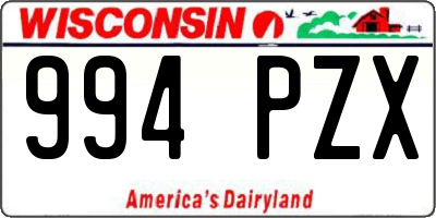 WI license plate 994PZX