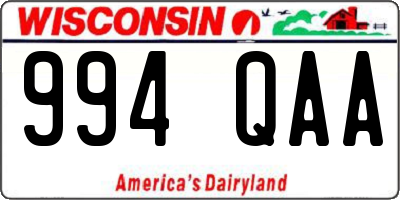 WI license plate 994QAA