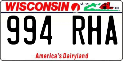 WI license plate 994RHA