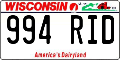 WI license plate 994RID